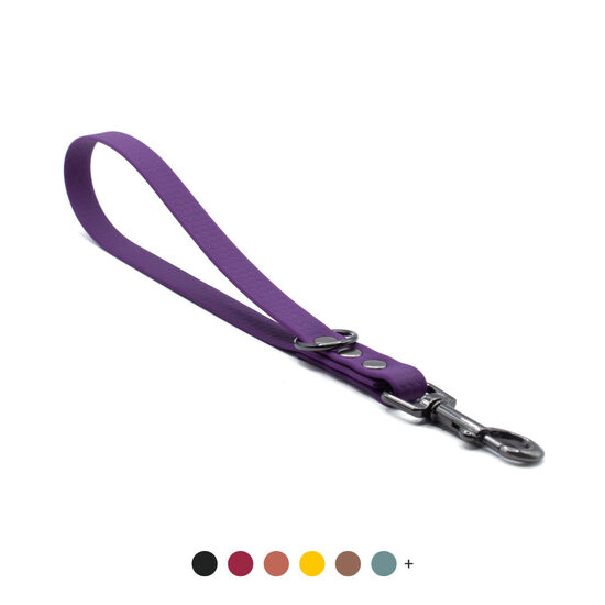 Īsā treniņu pavada ar pelēku metāla karabīni, HEXA PVC pārklājums