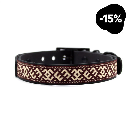 Tautiskā kakla siksna, bēšs uz bordo