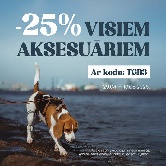 Visiem aksesuāriem -25% ar kodu: TGB3